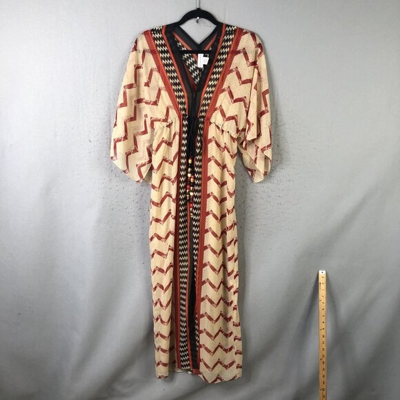Soft Surroundings Dresses & Skirts - Soft Surroundings Dress Womens XS Multicolor Chevron Kaftan Maxi Boho Beaded